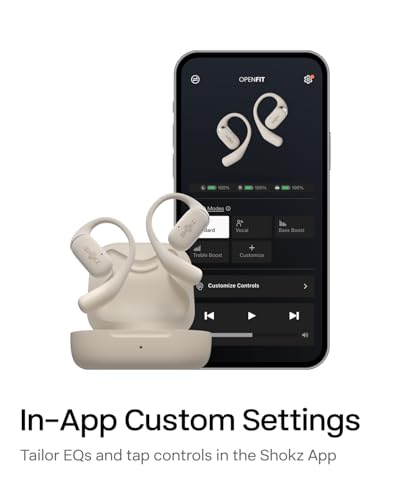 SHOKZ OpenFit - Open-Ear True Wireless Bluetooth Headphones with Microphone, Earbuds with Earhooks, Sweat Resistant, Fast Charging, 28HRS Playtime