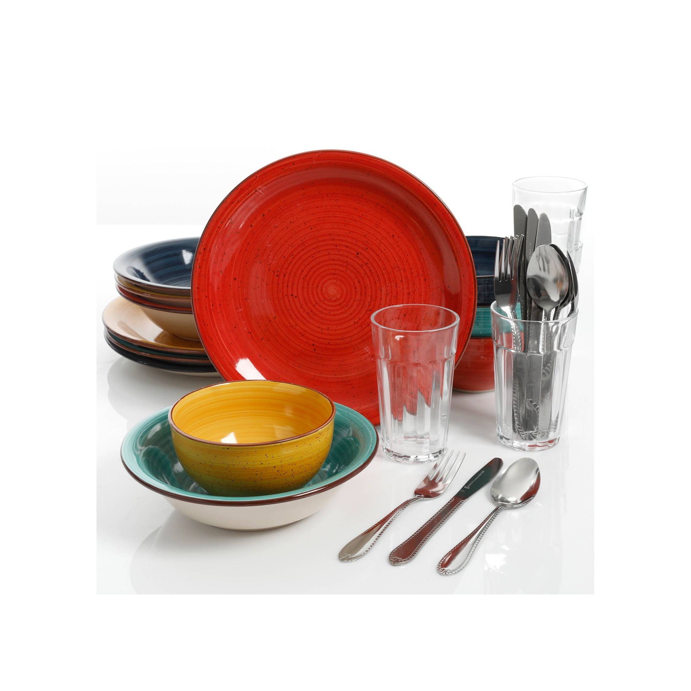 28pc Stoneware Speckle Mix and Match Dinnerware Set