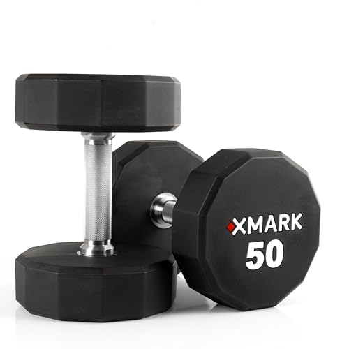 XMARK Dumbbell Weights Sets, 5-50lb and 5-75lb Dumbbell Sets, No Odor, Urethane Dumbbells, Commercial Gym and Home Gym Equipment
