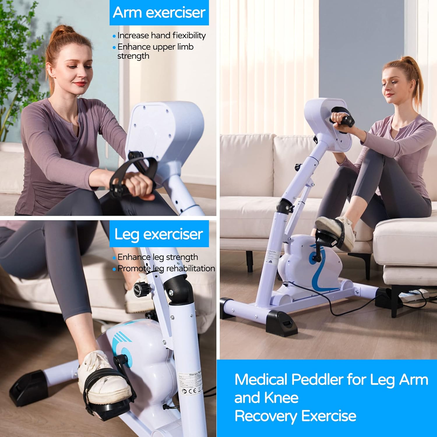 PS Physical Therapy Rehab exercise Bike Trainer, Arm Leg Health Recovery Passive Assist Motorized Pedal Exerciser for seniors