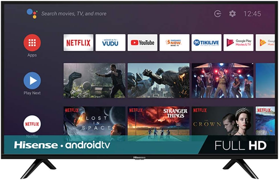 Hisense 43H5500G 43 Inch H55 Series FHD Smart Android TV with DTS Studio Sound Bundle with Premiere Movies Streaming + 37-100 Inch TV Wall Mount +