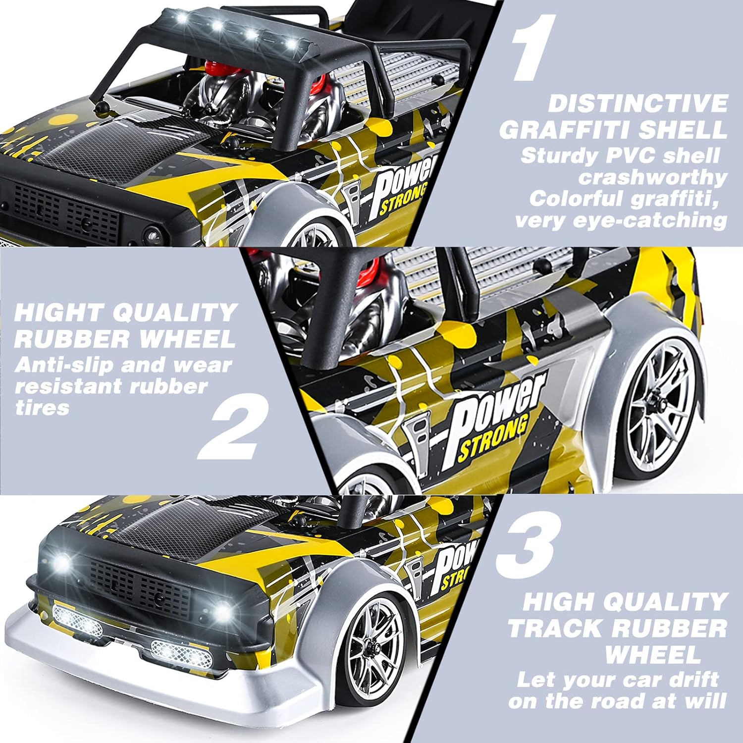 RC Drift Car for Adults 1/16 Scale RC Truck 40+ Km/h High Speed Offroad Hobby Racing Car 2.4GHz Remote Control Car High Speed RC Racing Car
