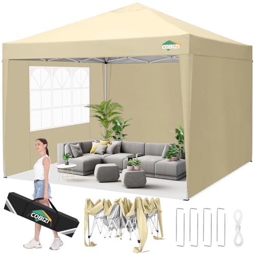 COBIZI 10x10 Pop up Canopy Tent Protable Canopy Tent with 4 Sidewalls Waterproof Commercial Instant Shelter for Parties, Wedding