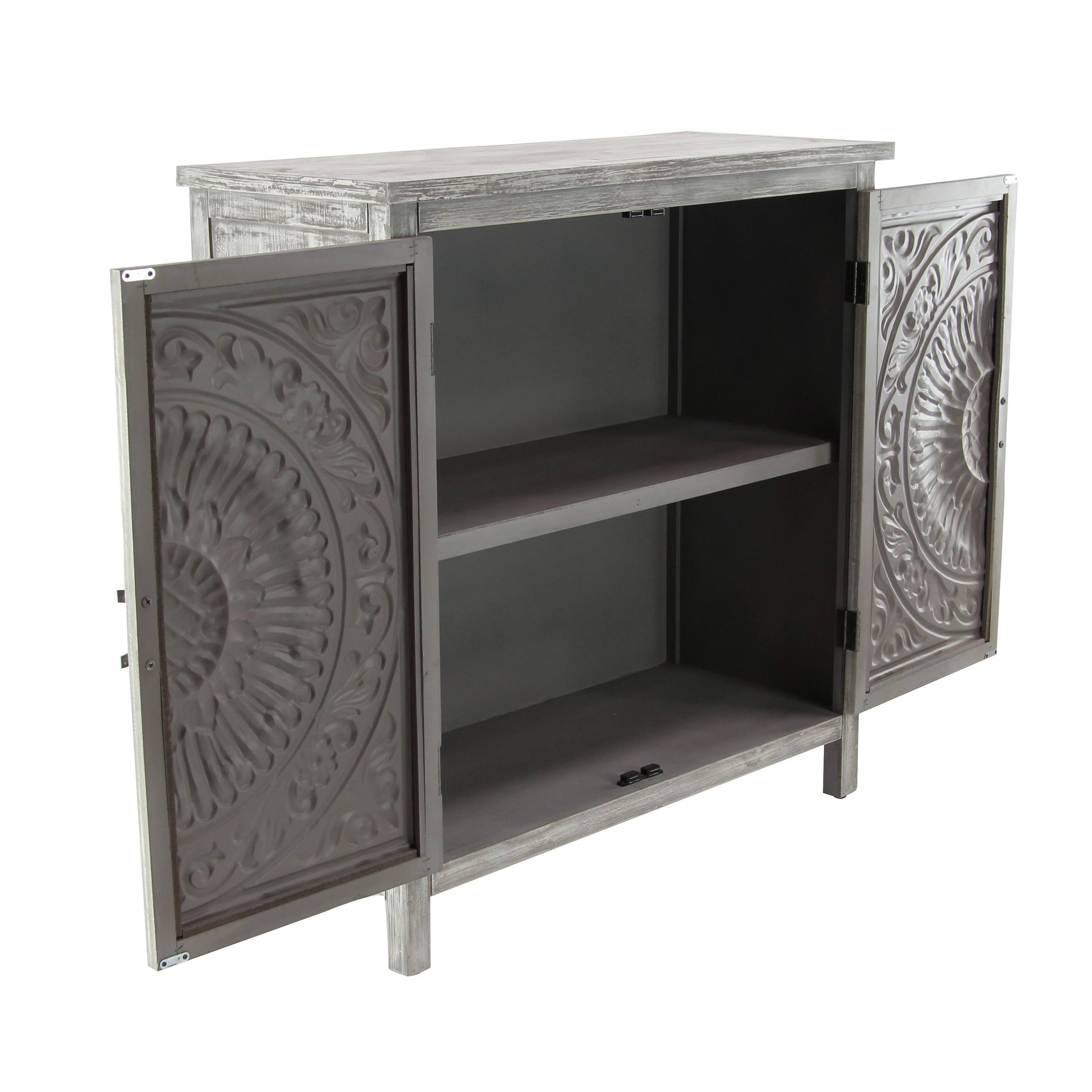 Decmode Traditional Carved Design 2 Door Wooden Cabinet