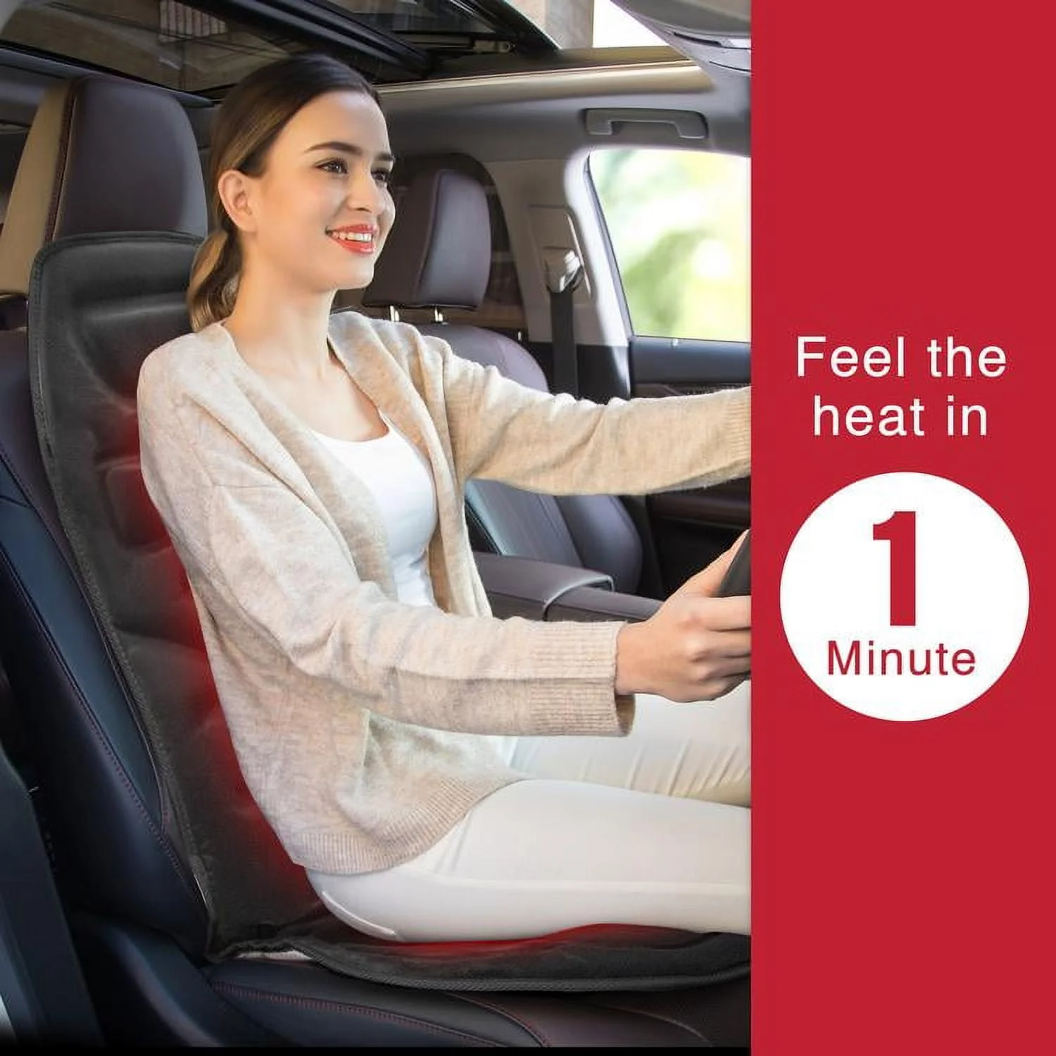 COMFIER Motors Massage Seat Cushion with 3 Level Heating Pad, Back Massager, Black, Gift for Men Women, Home/Car Use