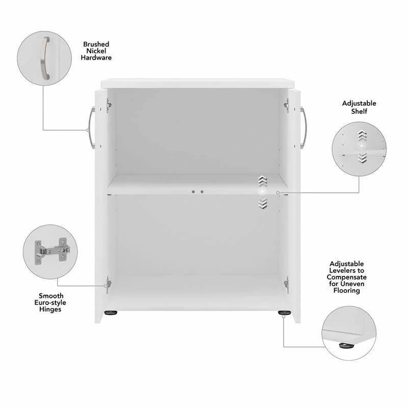 Pemberly Row Laundry Room Cabinet with Doors in White - Engineered Wood