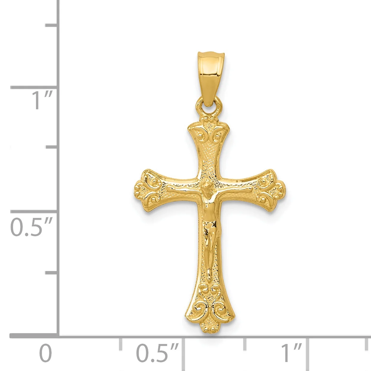 Carat in Karats 14K Yellow Gold Crucifix Pendant Charm (29mm x 16mm)