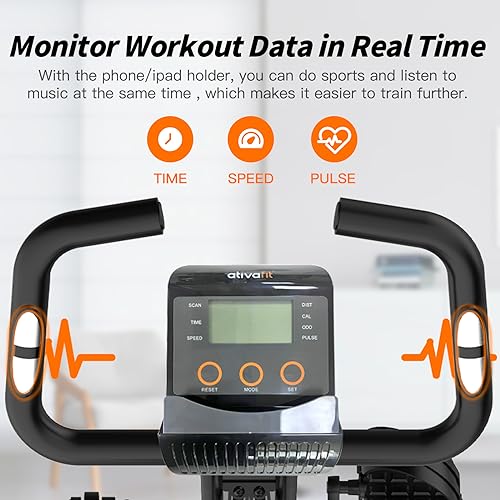 ATIVAFIT Exercise Bike Foldable Fitness Indoor Cycling Bike Magnetic 3 in 1 Upright Recumbent Exercise Bike with Resistance Bands for Home Workout