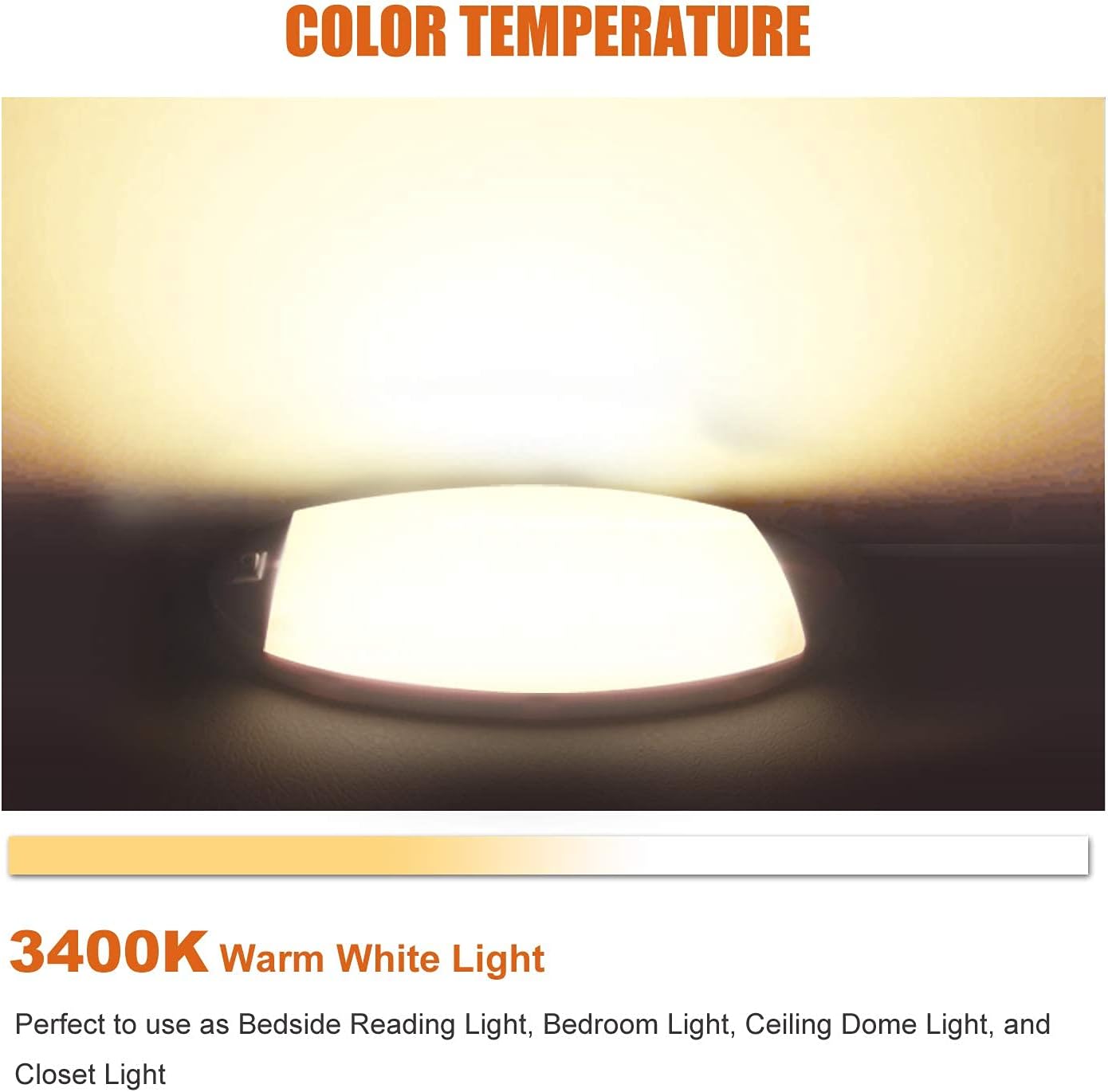 Facon Fashion LED Bright Pancake Light 12 Volt Interior Ceiling Dome Light with On/Off Switch for RV Motorhomes Camper Caravan Trailer Boat (with