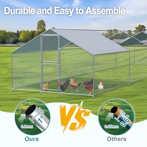 Large Chicken Coop, Chicken Coops for 30 Chickens, Chicken Runs for Yard with Water Poof & UV Resistance Cover