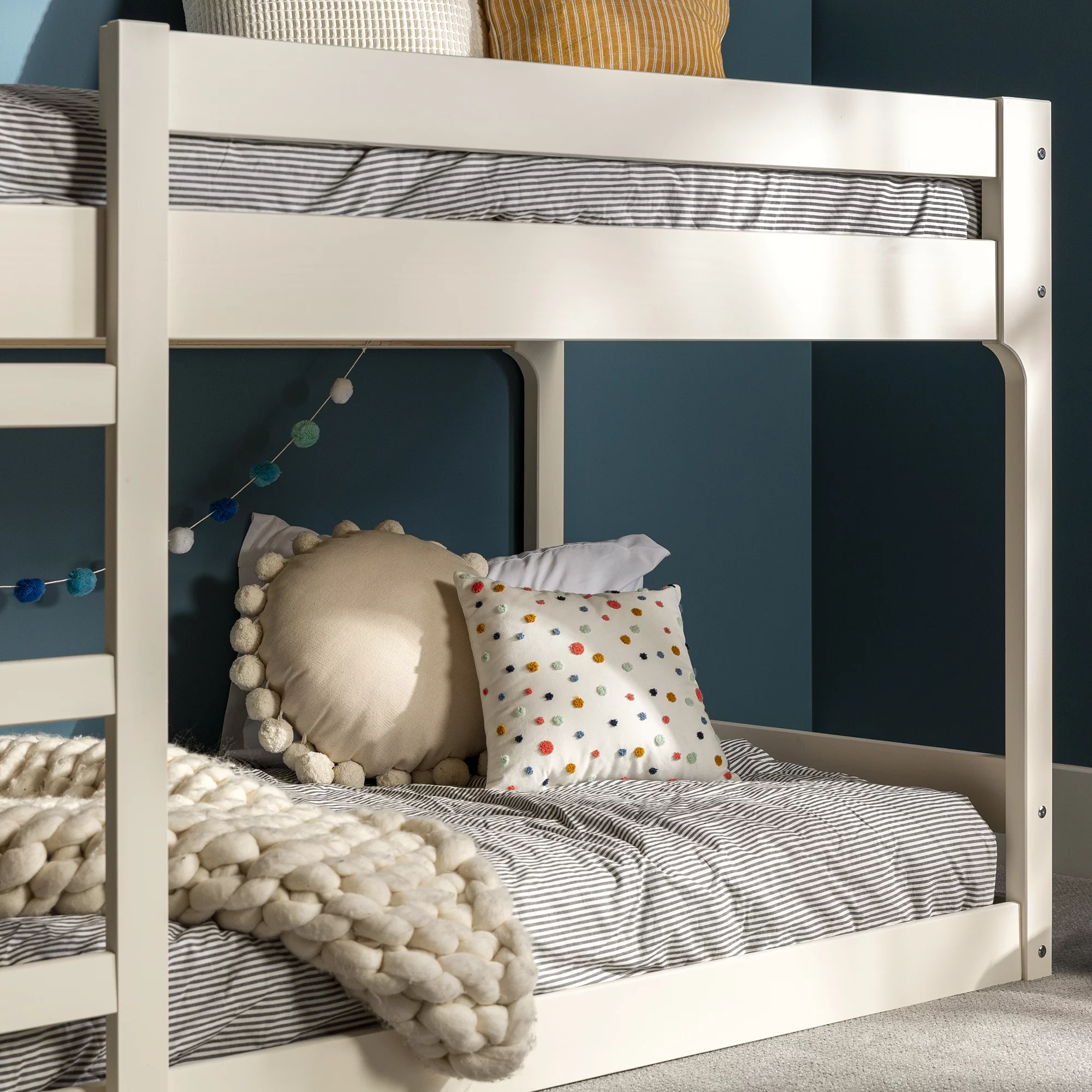 Walker Edison Modern Twin Over Twin Youth Bunk Bed, White