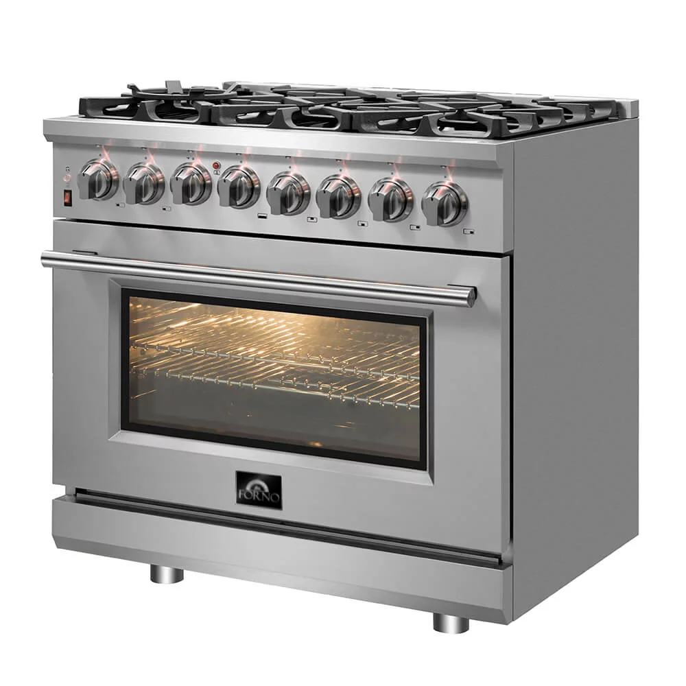 Forno FFSGS612536 36 inch Cossato Stainless Duel Fuel Electric Gas Range