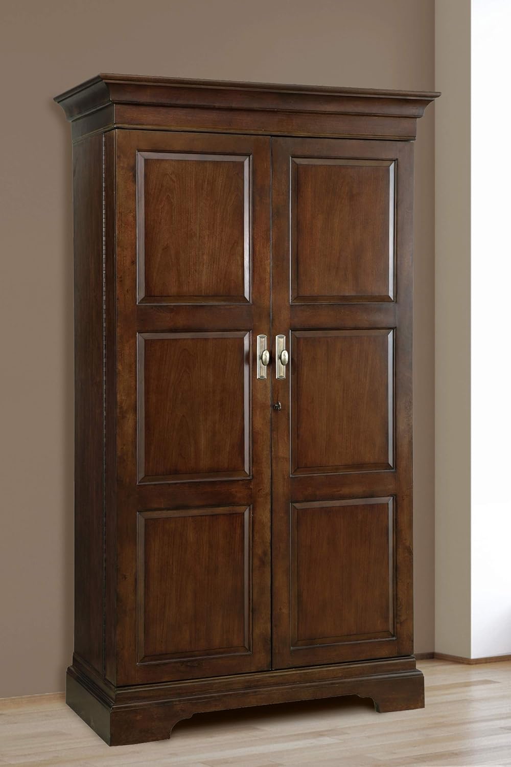 Howard Miller Sonoma II Wine & Bar Cabinet 695-065 – Cherry Bordeaux Finish, Lightly Distressed, Home Liquor Storage, Wooden Stemware Rack