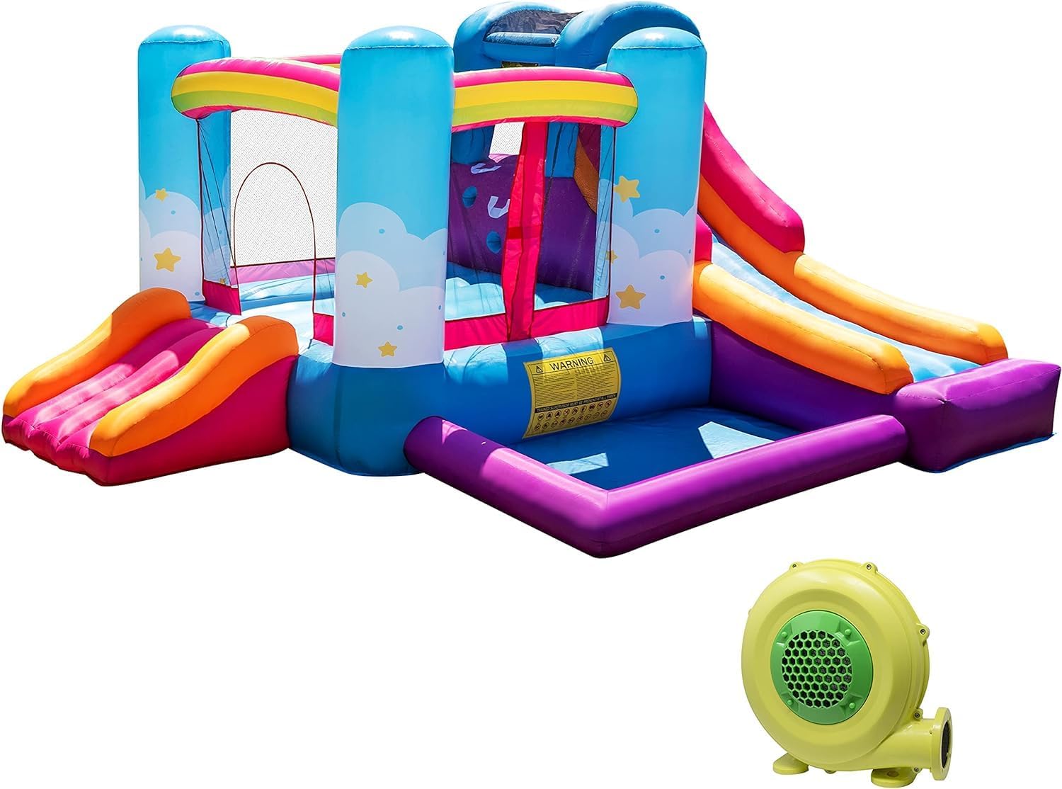 Inflatable Bounce House for Kids 3-6,Indoor Toddler Bouncer with Air Blower,Ball Pit,Slides,Reinforced PVC Bounce Floor