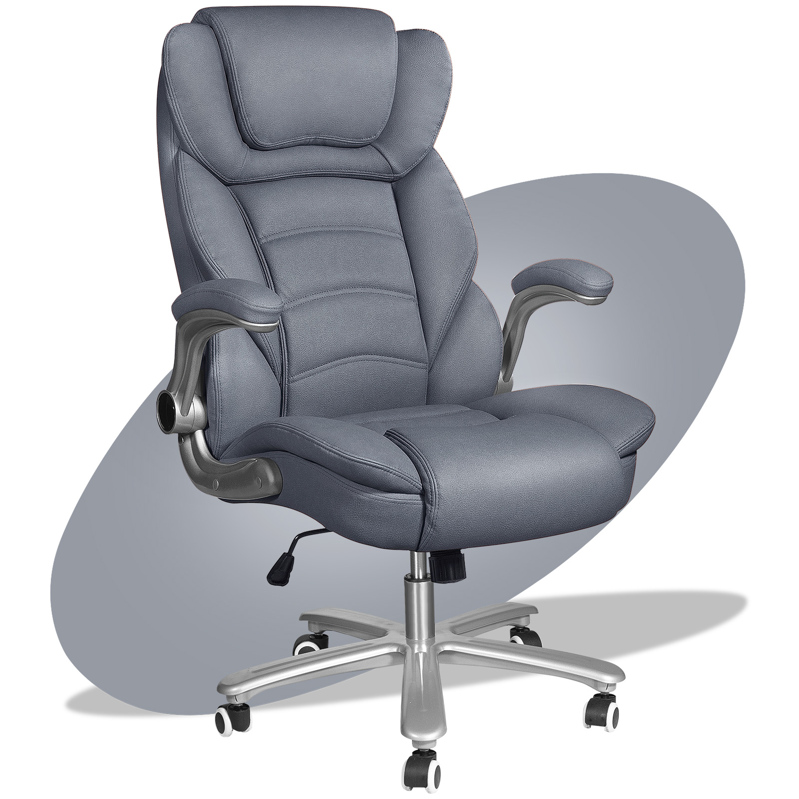 HomeZeer PU Leather Executive Office Chair, Big and Tall Office Chair 400lbs High Back Office Chairs Desk Chairs, Light Blue