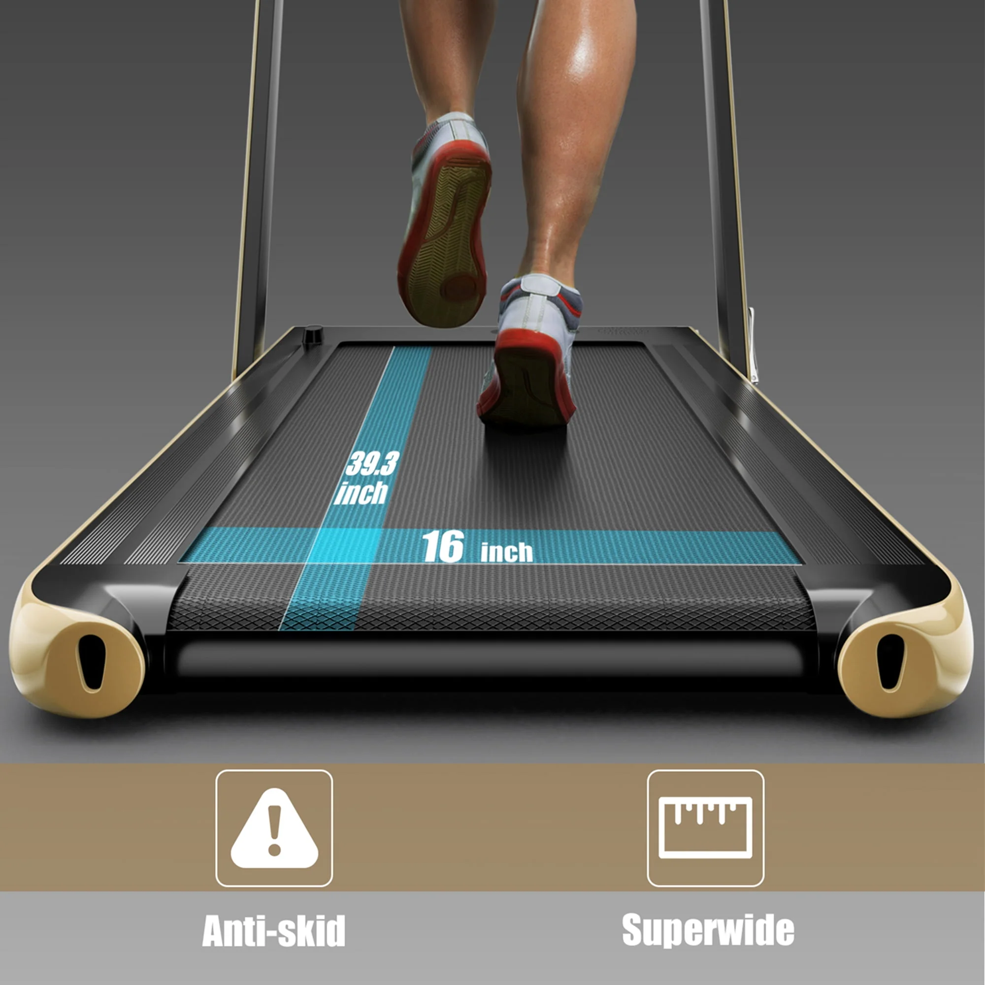 SuperFit Up To 7.5MPH 2.25HP 2 in 1 Single Display Screen Folding Treadmill W/ APP Control Speaker Remote Control Blue