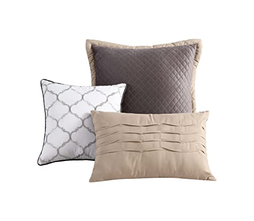 Riverbrook Home 100% Polyester Comforter Set, Queen, Hillcrest - Ivory/Gold, 9 Piece Set