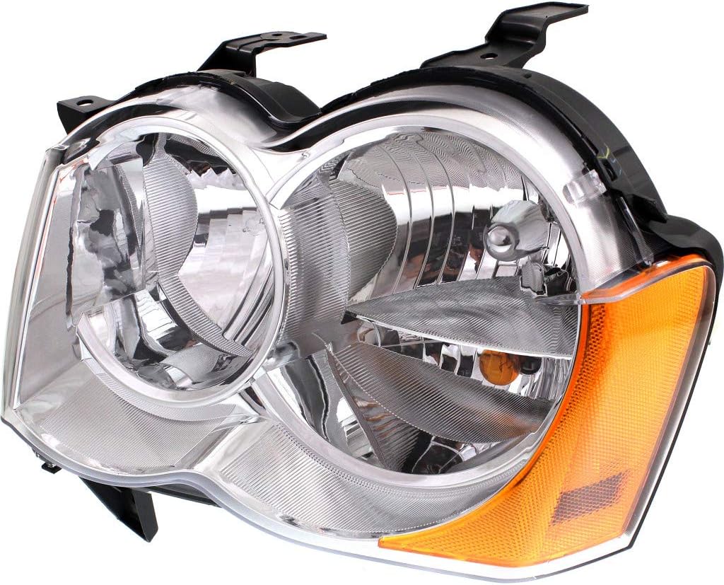 For Jeep Grand Cherokee Headlight Assembly 2008 2009 2010 Driver and Passenger Side Pair/Set | Halogen | CAPA | CH2519131 + CH2518131 | 55157483AE +