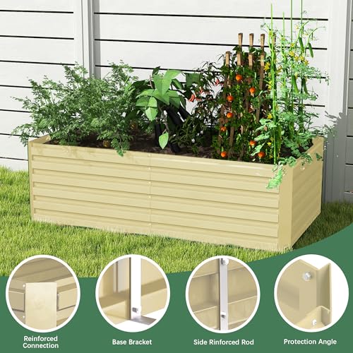 FOOWIN 2pcs 8x4x2ft Galvanized Raised Garden Bed, Planter Raised Garden Boxes Outdoor, Large Metal Raised Beds for Gardening