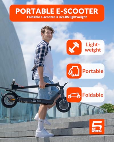 5TH WHEEL V30PRO Electric Scooter, 10" Solid Tires, 350W Motor & 18 MPH, 19.9 Miles Range E-Scooter with E-Lock, Dual Brakes and Suspension