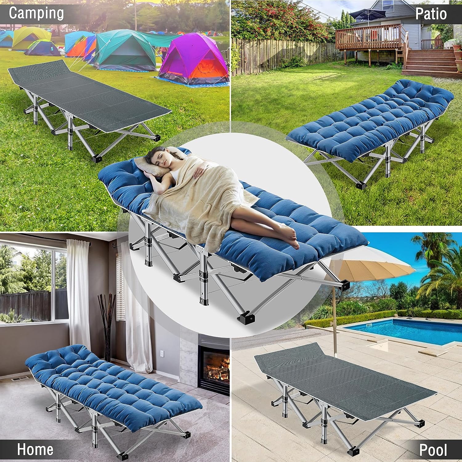 ABORON Oversized XL Folding Sleeping Cots for Adults, 900lb Loading Double-Layer 1200D, Heavy Duty Guest Bed W/Mattress & Carrying Bag