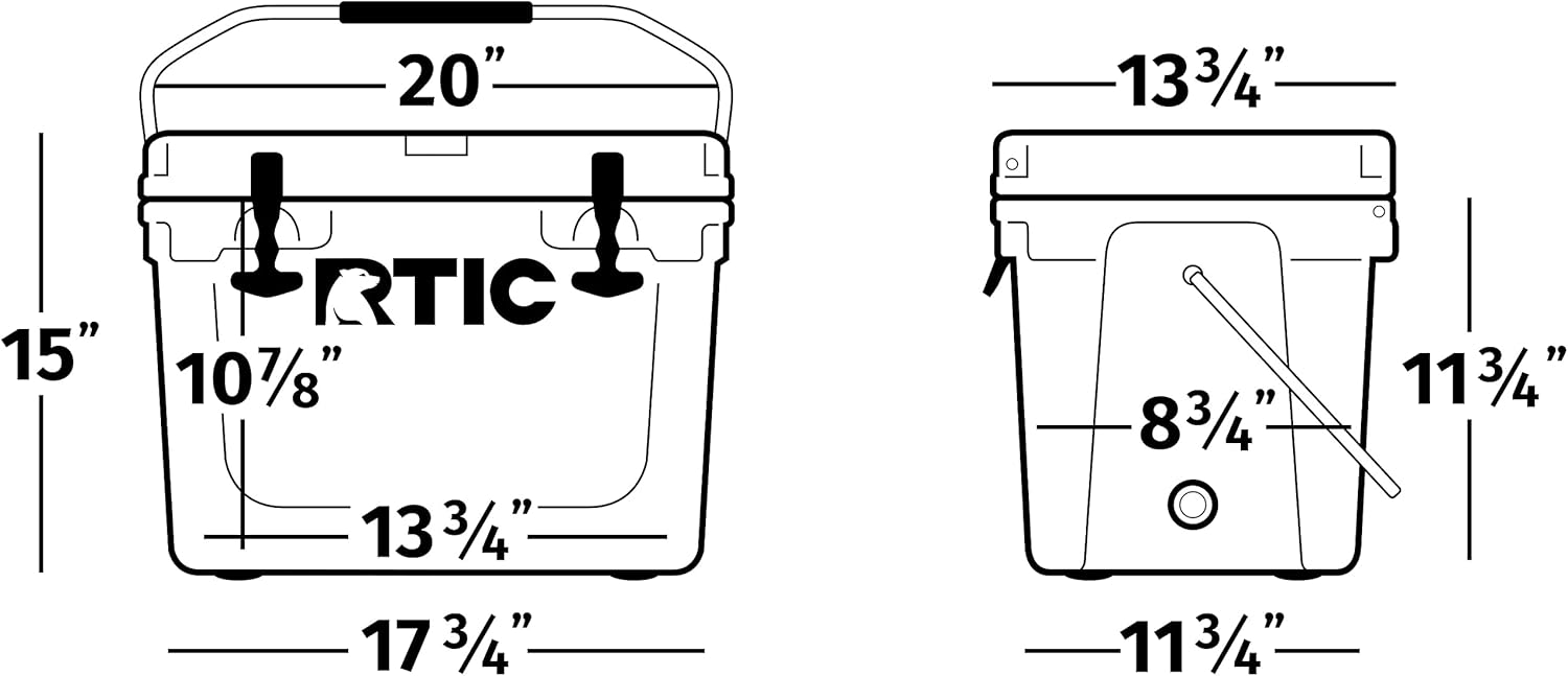 RTIC Hard Cooler, Ice Chest with Heavy Duty Rubber Latches, 3 Inch Insulated Walls Keeping Ice Cold for Days, Great for the Beach, Boat, Fishing
