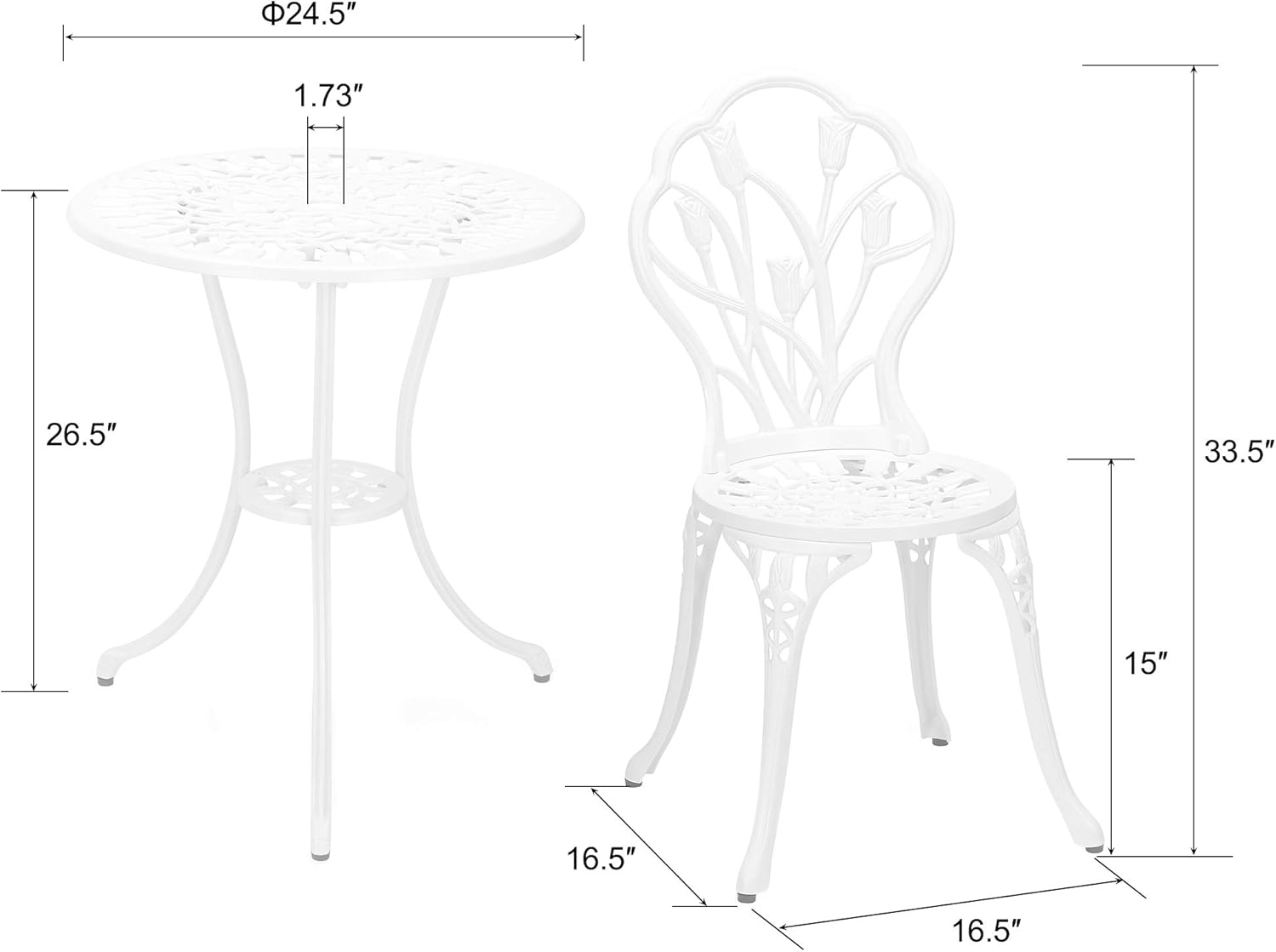 Laurel Canyon 3-Piece Cast Aluminum Patio Bistro Sets Antique Copper Finish Outdoor Furniture with Rust-Resistant Small Round Table and 2 Chairs for