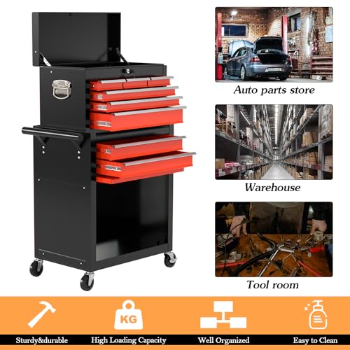 8-Drawer High Capacity Rolling Tool Chest, Removable Cabinet Storage Tool Box with Wheels and Drawers