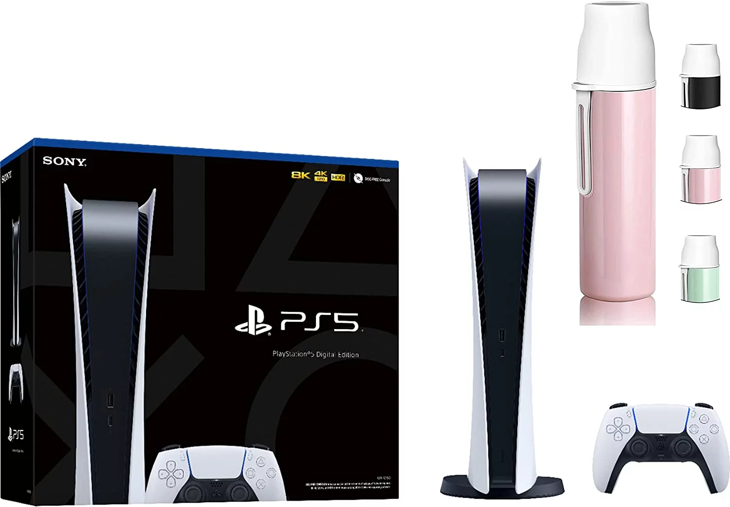 PS5 Sony Playstation 5 Digital Edition Gaming Console + 1 Wireless Controller - 16GB GDDR6, 825GB SSD Storage, WiFi 6, 120Hz 8K Output