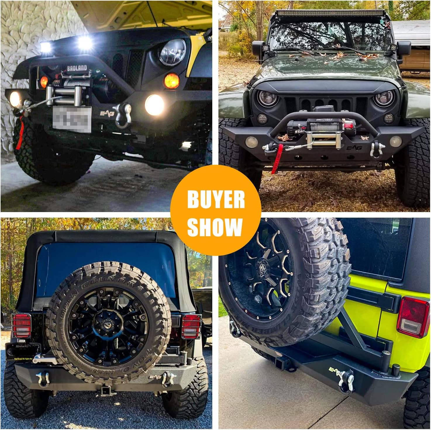 EAG JK Bumper Combo Front and Rear Bumper with Tire Carrier Fit for 2007-2018 Wrangler JK
