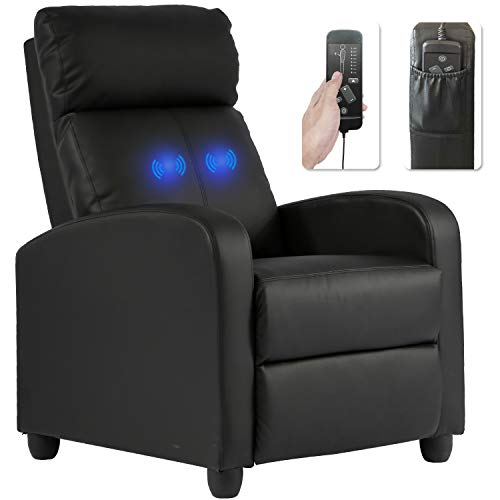 BestMassage | Recliner Chair | with 2 Point Massage Function | Black | with Lumbar Support, Adjustable Push Back, Wide Armrests