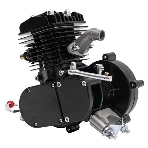 80CC 2-Stroke Petrol Gas Motor Engine Bike Single Cylinder Air-cooled Engine CDI for Bicycle Motorized 1.85KW 1.65HP 5500RPM (Black)
