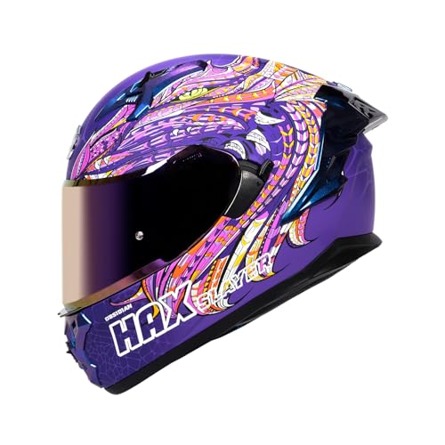 HAX Obsidian Pro Full Face Dual Visor Adult Motorcycle Helmet for Motorbike Street Bike with Pinlock Ready DOT Approved Matte Pink M