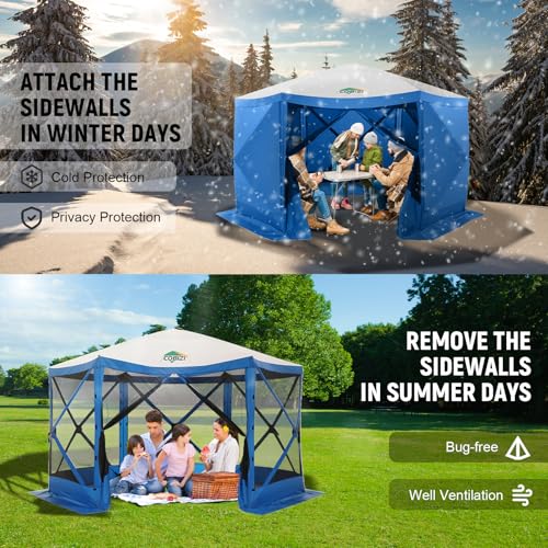 COBIZI 12x12ft Pop up Gazebo Screen Tent Screen House for Camping, Camping Outdoor Screened Gazebo, Canopy Tent