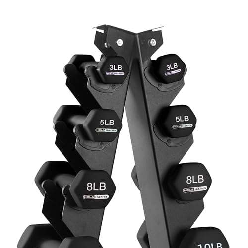HolaHatha Neoprene Dumbbell Free Hand Weight Set with Rack, Ideal for Home Exercises to Gain Tone and Definition