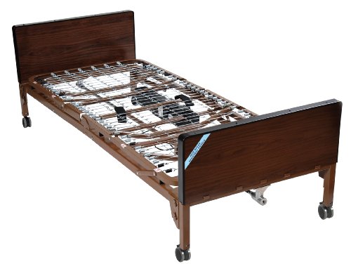 Drive Medical Delta Ultra Light Semi Electric Hospital Bed Mattress, Half Rails & Innerspring