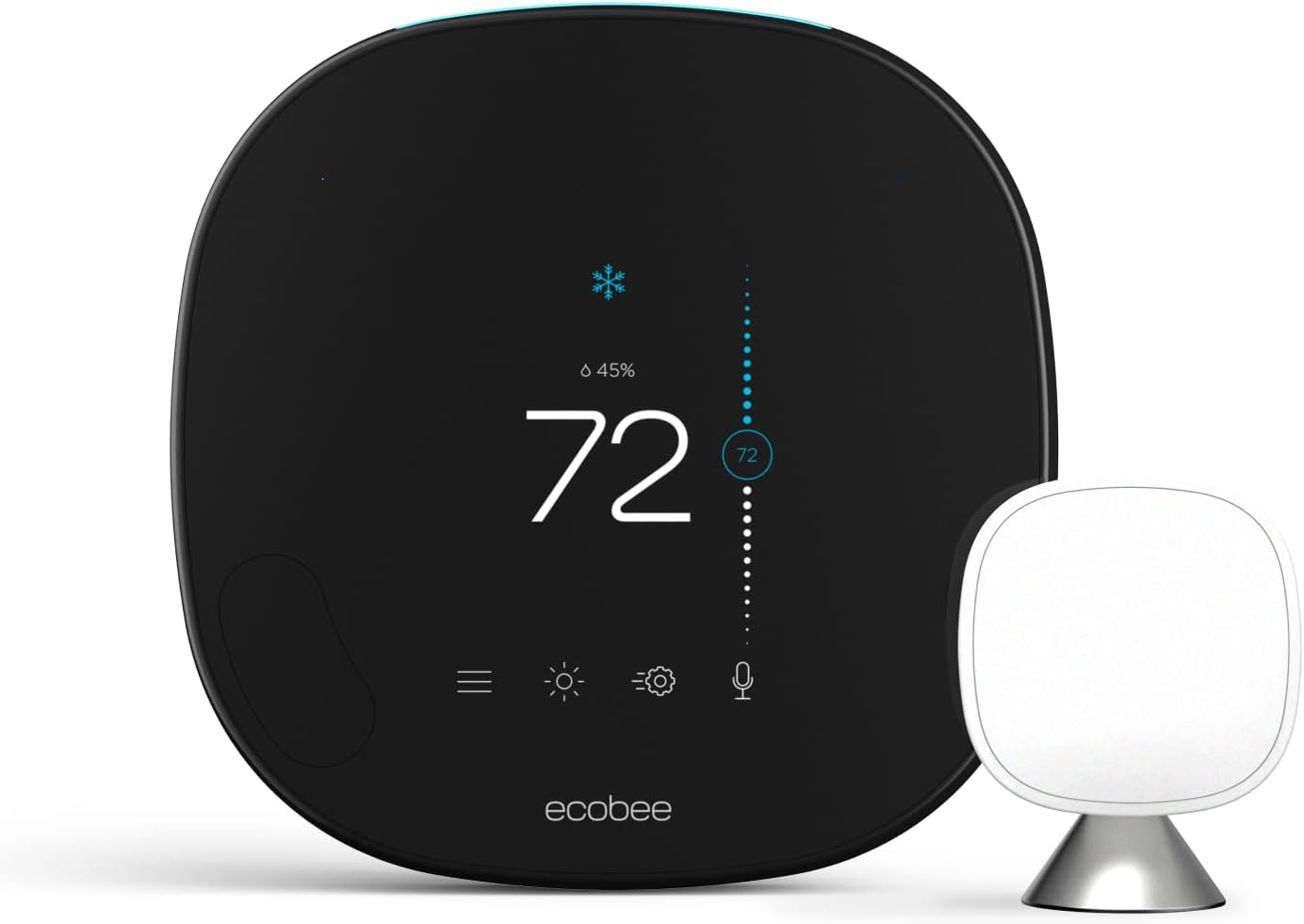 ecobee SmartThermostat with Voice Control (SmartSensor Included) + 2-Pack SmartSensors for Doors and Windows