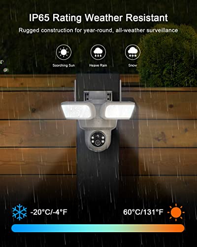 ANRAN Floodlight Security Camera Wireless Outdoor with 360° View Pan/Tilt, 2K Solar Powered WiFi Camera, IP65 Smart Lighting Cam, Color Night Vision
