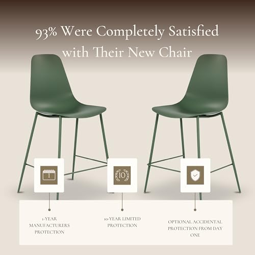 POLY & BARK Isla Modern Kitchen Chairs Set of 4 - Plastic Dining Chair with Metal Legs