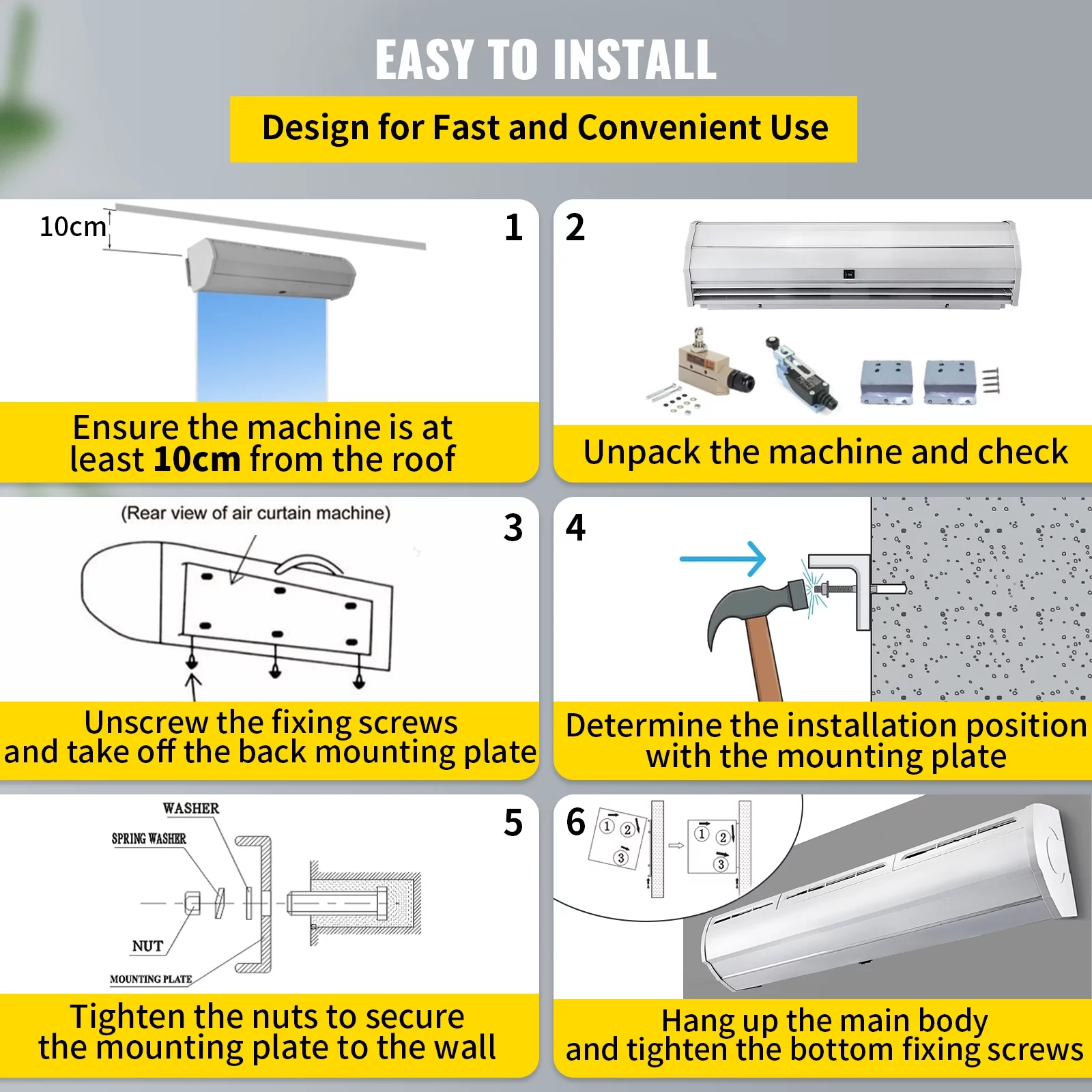 VEVOR Air Curtain 36", 2 Speeds Commercial Indoor Air Curtain,UL Certified, CE Certified