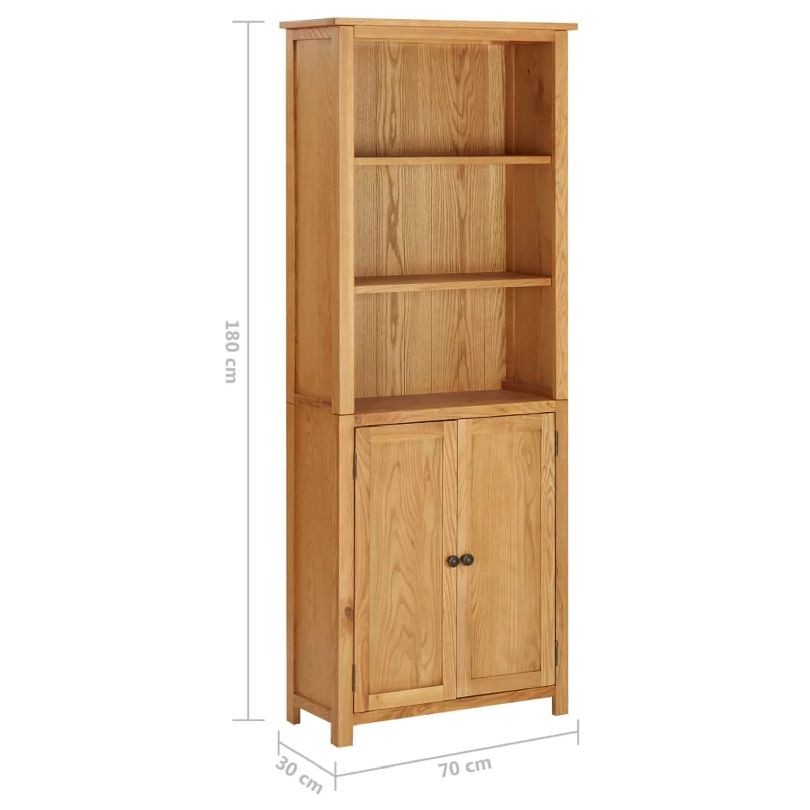 Dcenta Bookcase with 2 Wooden Doors Cabinet and Storage Shelves Oak Wood Book Display Cabinet Organizer for Living Room, Bedroom