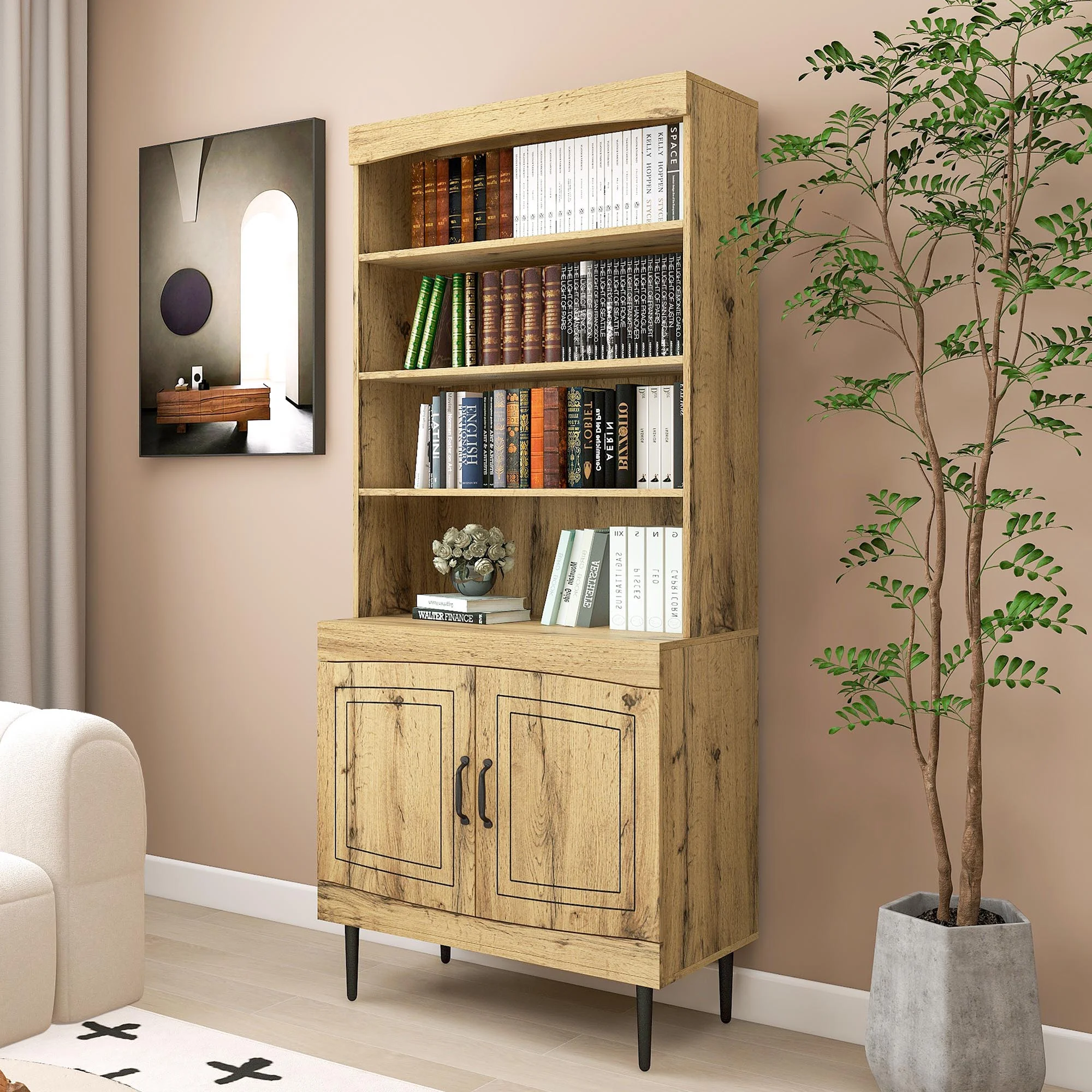 72" Kitchen Pantry Cabinet, Tall Storage Cabinet, Pantry Cupboard with Doors and Adjustable Shelves, Modern Utility Pantry Cabinet for Dining Room