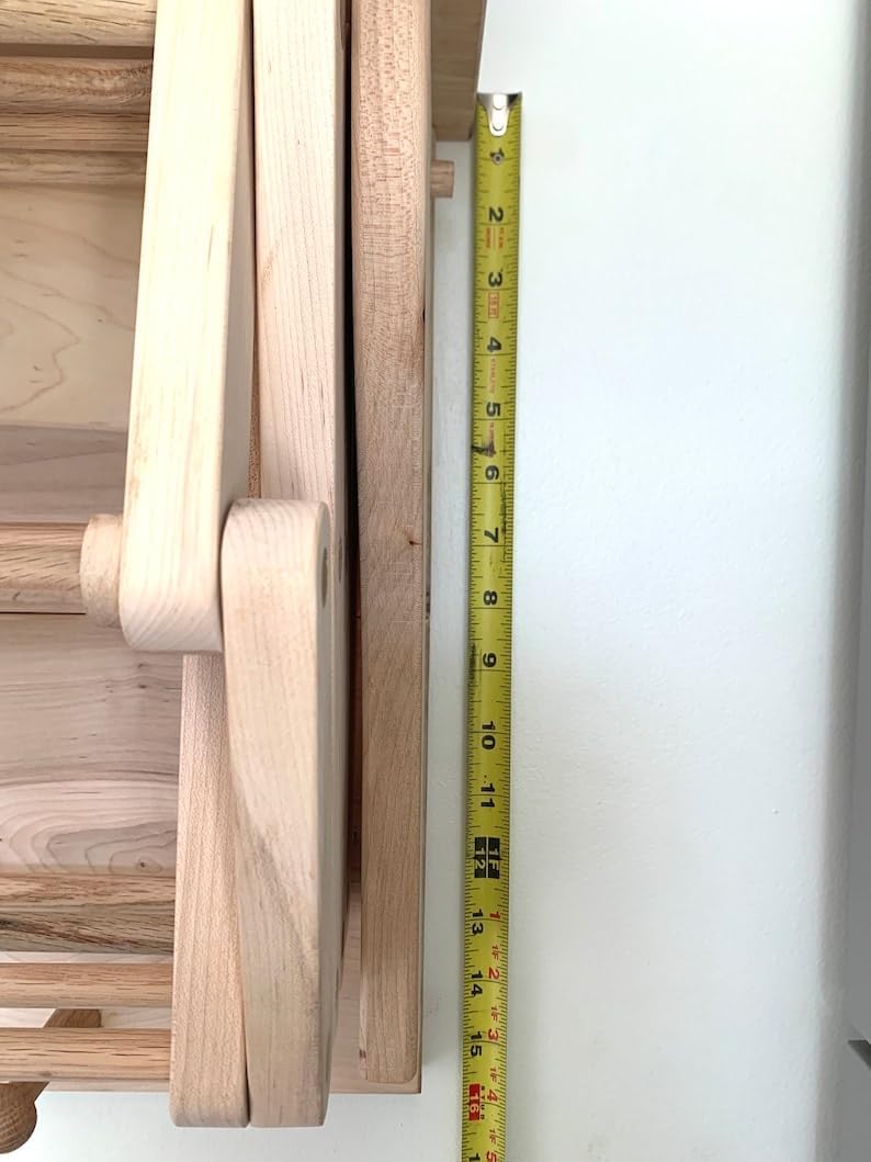 Handmade Wooden Shelf Wall Mounted Clothing Drying Rack COLLAPSABLE with Peg Hooks 21” x 16”