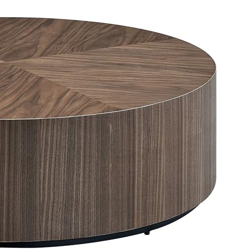 JUSTONE 15.75 ''Round Coffee Table, Accent End Table for Living Room Office Apartment, Modern Minimalist Side Table with Faux Marble Pattern