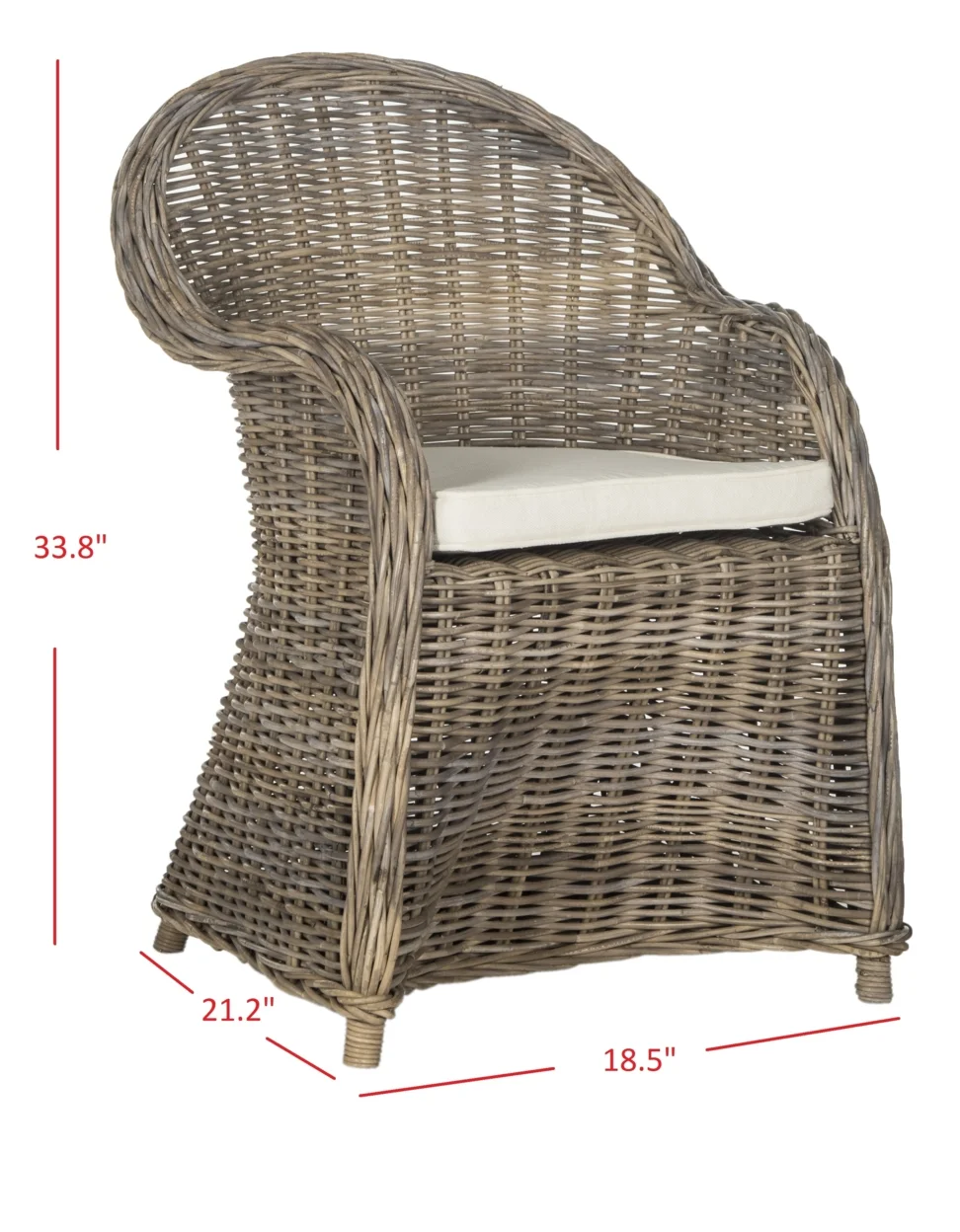 SAFAVIEH Zane Traditional Wicker Outdoor Club Chair, Grey