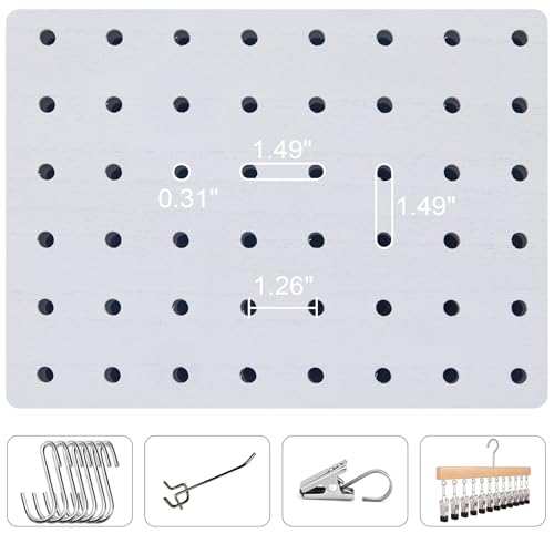 Room Divider Freestanding Folding Pegboard Privacy Screen | 4-Panel Display Stand for Jewelry, Craft Shows, Retail | Natural Wood