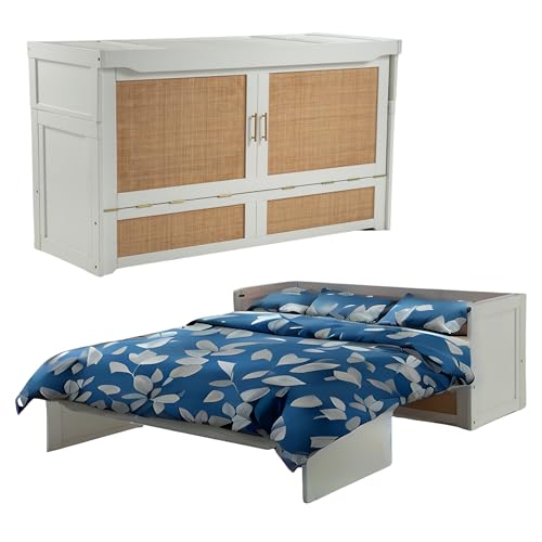 NIGHT & DAY Furniture Murphy Cube Cabinet Bed (White, Queen)