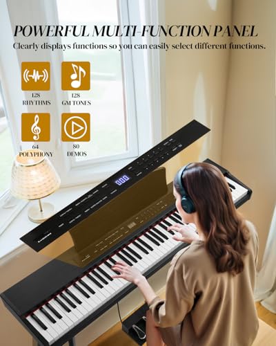 Ktaxon 88 Key Keyboard Piano Set, Full Size Digital Piano with Multi-Adjustable Height Bench, Powerful Functional Panel