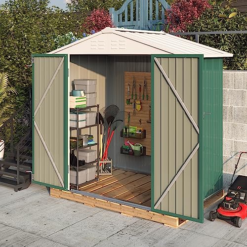 Greesum 5×3 FT Outdoor Storage Shed, Metal Storaged Sheds Without Floor, Tool Sheds with Lockable Doors and Sloping Roof for Garden, Patio, Backyard