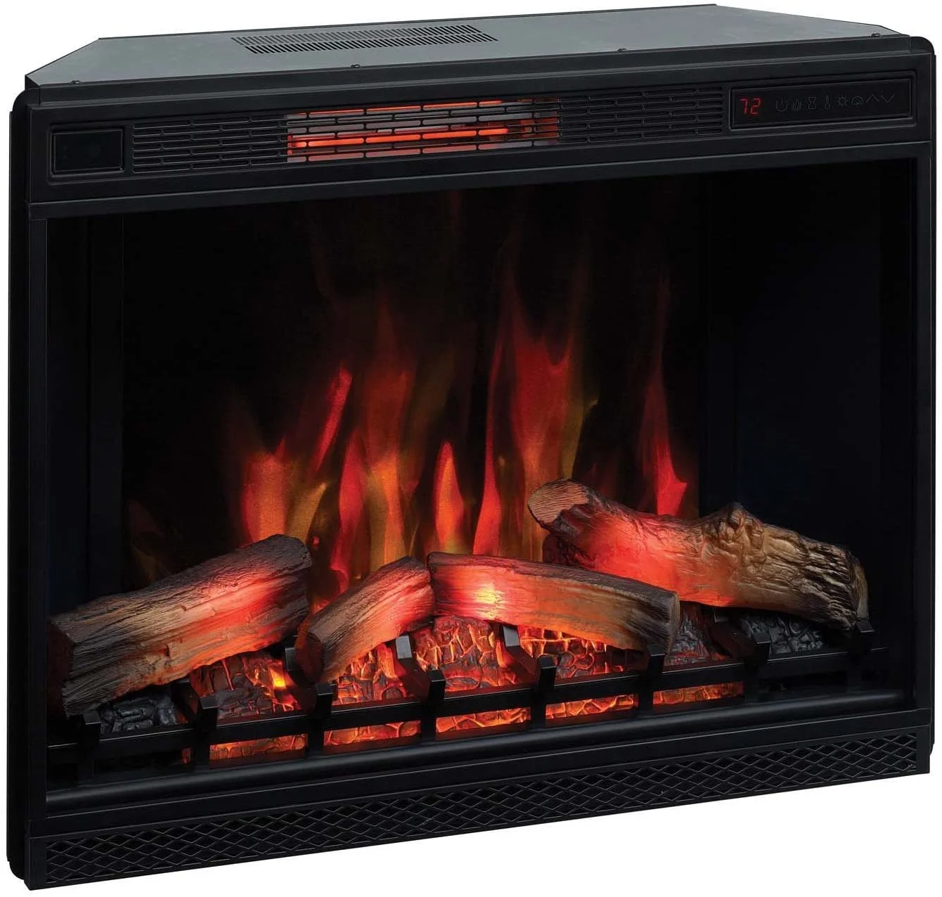 ClassicFlame 33" 3D Infrared Quartz Electric Fireplace Insert with Safer Plug and Safer Sensor, Black
